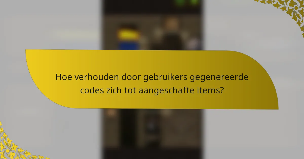 Hoe verhouden door gebruikers gegenereerde codes zich tot aangeschafte items?